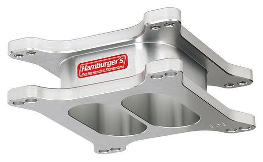 HAMBURGER'S PERFORMANCE PRODUCTS OPEN PLENUM CARBURETOR SPACER- HOLLEY DUAL PLANE; 2 IN. TALL- BILLET ALUMINUM 3218