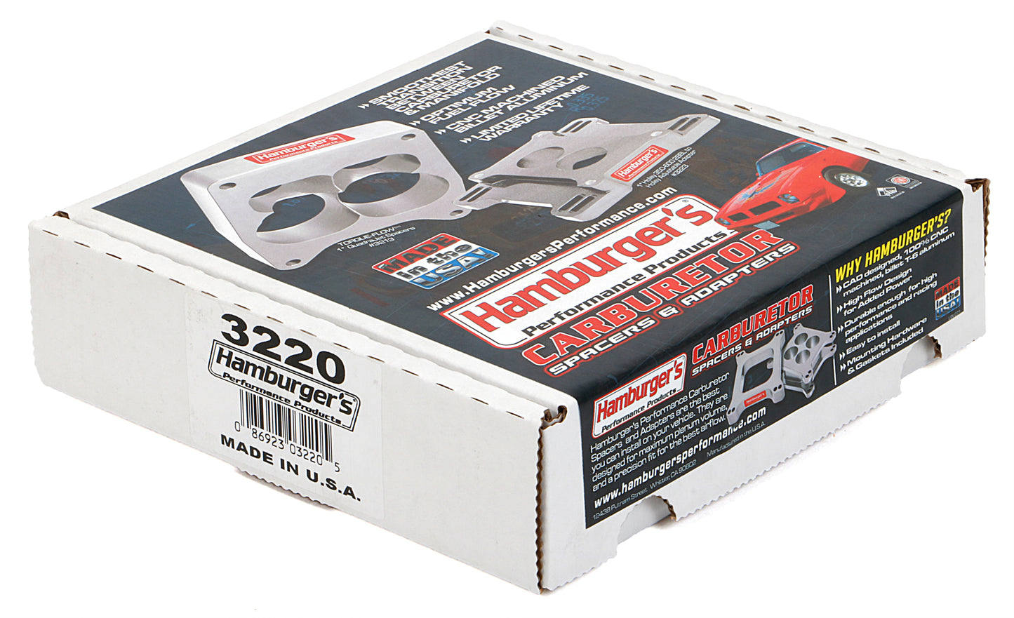 HAMBURGER'S PERFORMANCE PRODUCTS CARBURETOR ADAPTER; BILLET ALUMINUM- 1 IN. HOLLEY/ AFB TO QUADRAJET 3220