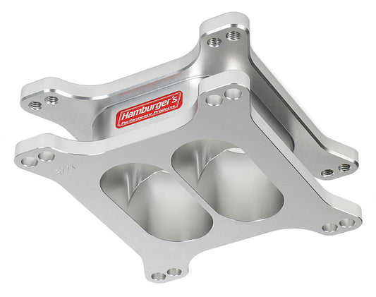 HAMBURGER'S PERFORMANCE PRODUCTS TORQUE-FLOW CARBURETOR SPACER- HOLLEY DUAL PLANE; 2 IN. TALL- BILLET ALUMINUM 3221