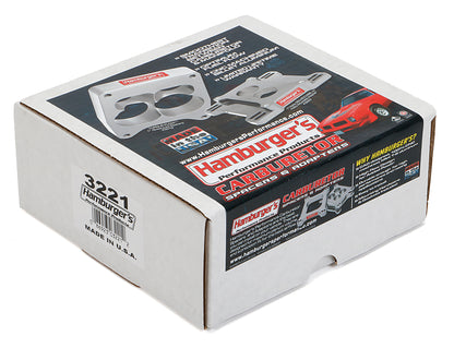HAMBURGER'S PERFORMANCE PRODUCTS TORQUE-FLOW CARBURETOR SPACER- HOLLEY DUAL PLANE; 2 IN. TALL- BILLET ALUMINUM 3221