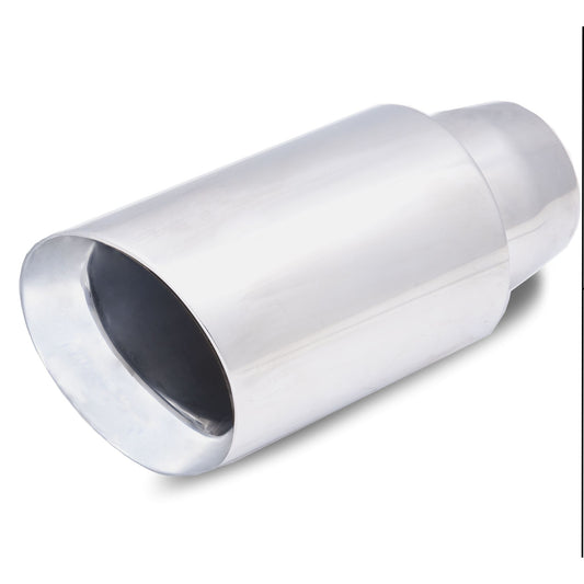 XFORCE 4" OD Angle Cut Double Wall 2.5" Inlet (Expandable) S/Steel; Exhaust Tail Pipe Tip TS-AW4