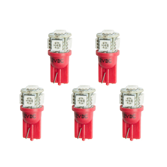 AutoMeter LED BULB REPLACEMENT T3 WEDGE RED 5 PACK 3284-K