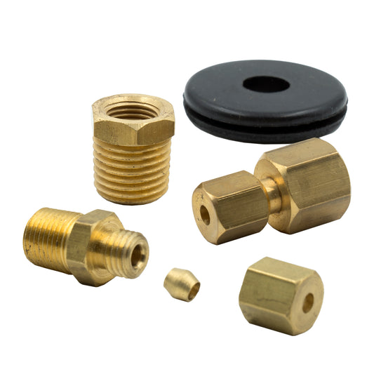 AutoMeter FITTING KIT 1/8 in. NPTF COMPRESSION TO 1/8 in. LINE BRASS 3290