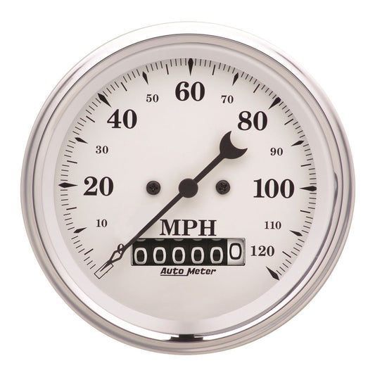AutoMeter 3-3/8 in. SPEEDOMETER 0-120 MPH OLD-TYME WHITE 1679