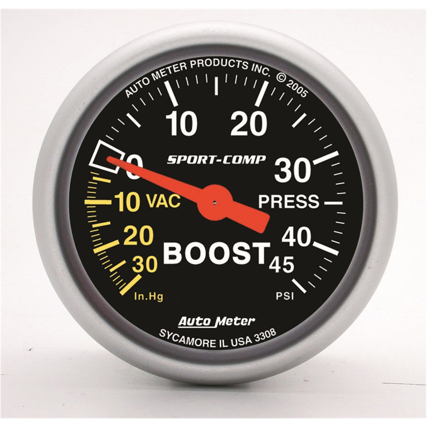 AutoMeter 2-1/16 in. BOOST/VACUUM 30 IN HG/45 PSI SPORT-COMP 3308