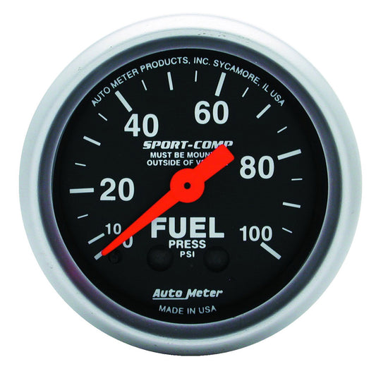AutoMeter 2-1/16 in. FUEL PRESSURE 0-100 PSI SPORT-COMP 3312