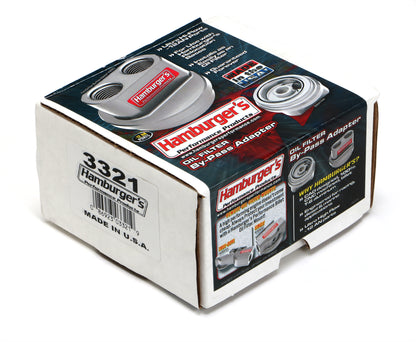 HAMBURGER'S PERFORMANCE PRODUCTS SPIN-ON BYPASS ADAPTER; CHEVY SB AND BB; 13/16 IN.-16 FILTER THREADS; -12AN PORTS- BILLET ALUMINUM 3321