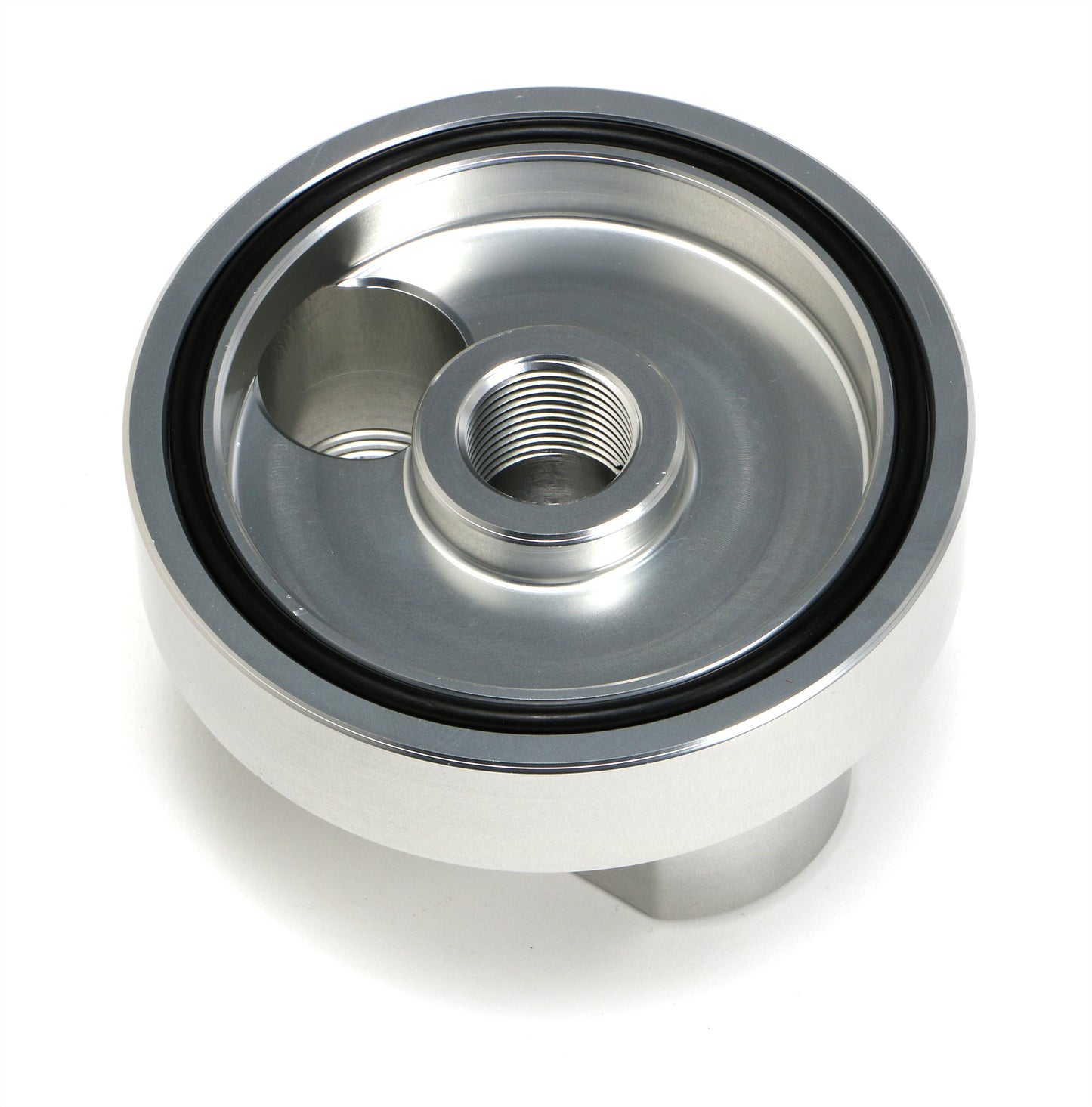 HAMBURGER'S PERFORMANCE PRODUCTS SPIN-ON BYPASS ADAPTER; CHEVY SB AND BB; 13/16 IN.-16 FILTER THREADS; -12AN PORTS- BILLET ALUMINUM 3321