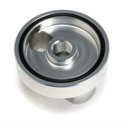 HAMBURGER'S PERFORMANCE PRODUCTS SPIN-ON BYPASS ADAPTER; CHEVY SB AND BB; 13/16 IN.-16 FILTER THREADS; -12AN PORTS- BILLET ALUMINUM 3321