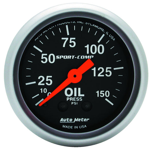 AutoMeter 2-1/16 in. OIL PRESSURE 0-150 PSI SPORT-COMP 3323