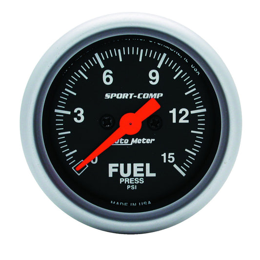 AutoMeter 2-1/16 in. FUEL PRESSURE 0-15 PSI SPORT-COMP 3361