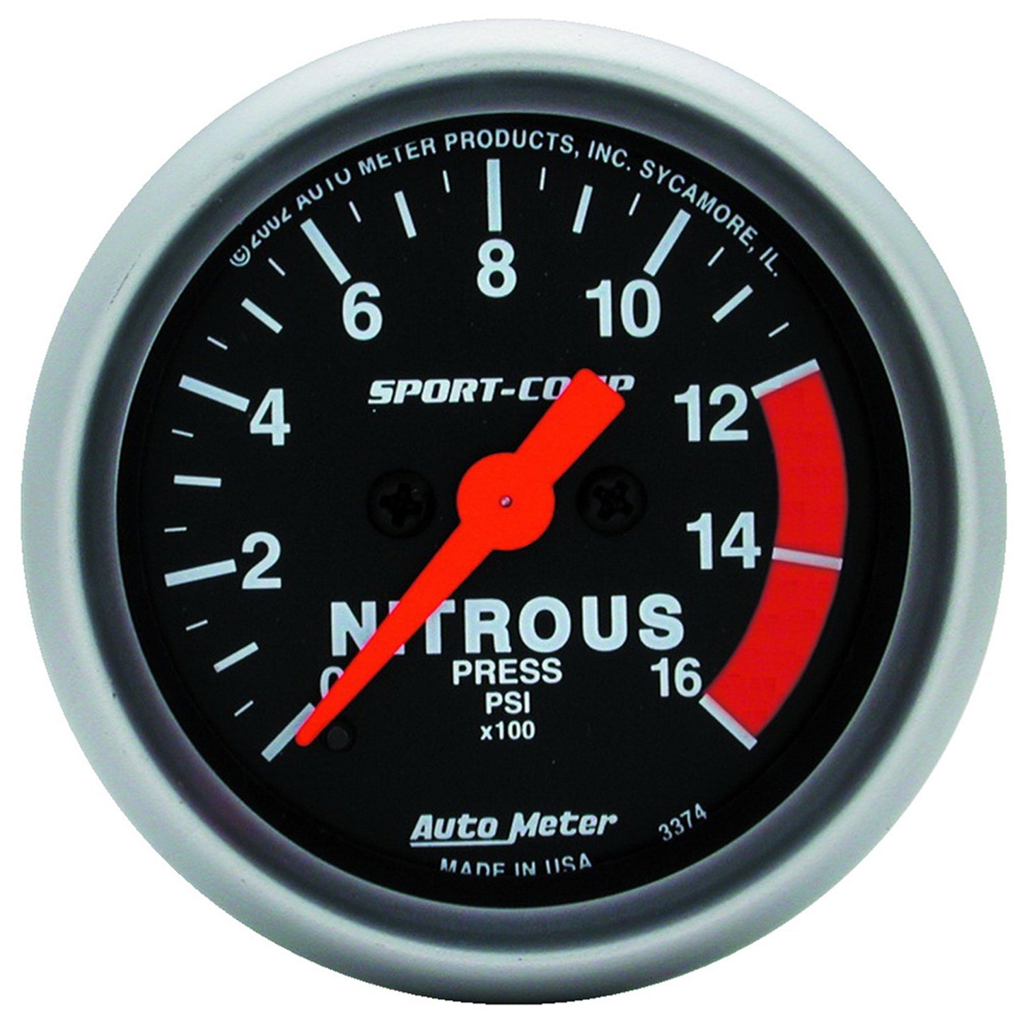 AutoMeter 2-1/16 in. NITROUS PRESSURE 0-1600 PSI SPORT-COMP 3374