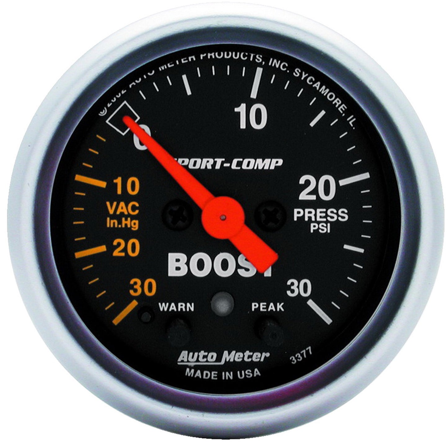 AutoMeter 2-1/16 in. BOOST/VACUUM 30 IN HG/30 PSI SPORT-COMP 3377