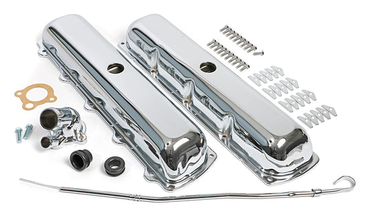 Trans-Dapt Performance Olds And Pontiac Engine Dress-Up Kit; Center Pcv Valve Covers; Olds 330-455 Or Pontiac 403- Chrome 3381