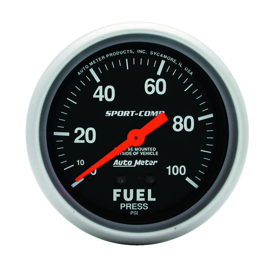 AutoMeter 2-5/8 in. FUEL PRESSURE 0-100 PSI SPORT-COMP 3412