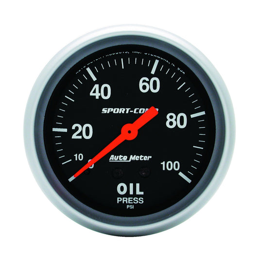 AutoMeter 2-5/8 in. OIL PRESSURE 0-100 PSI SPORT-COMP 3421