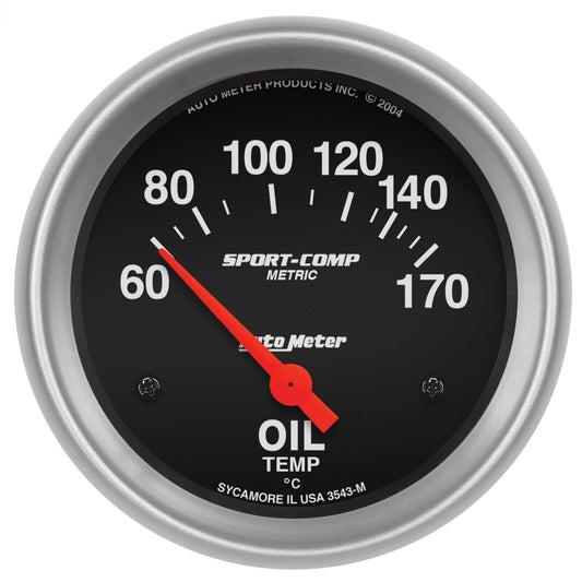 AutoMeter 2-5/8 in. OIL TEMPERATURE 60-170 Celsius SPORT-COMP 3543-M