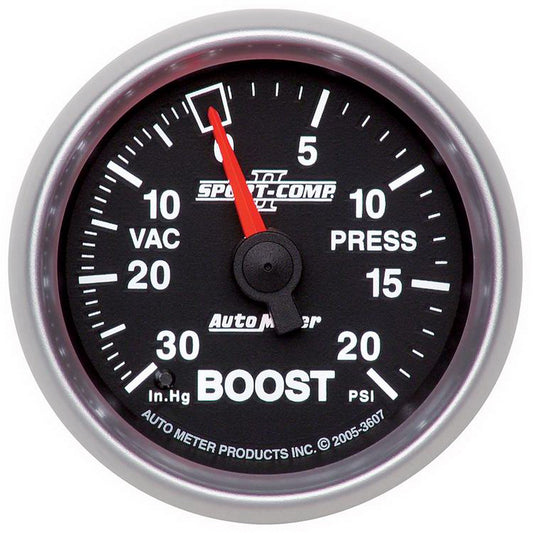 AutoMeter 2-1/16 in. BOOST/VACUUM 30 IN HG/20 PSI SPORT-COMP II 3607