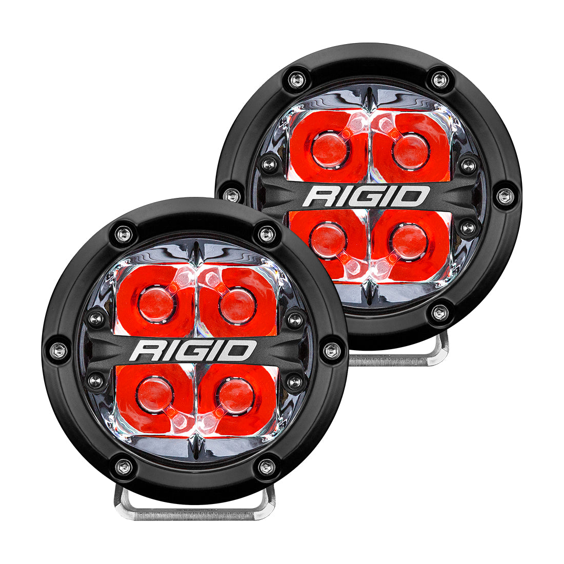 RIGID Industries 360-Series 4 Inch Round LED Off-Road Light Spot Beam Pattern for High Speeds Red Backlight Pair 36112