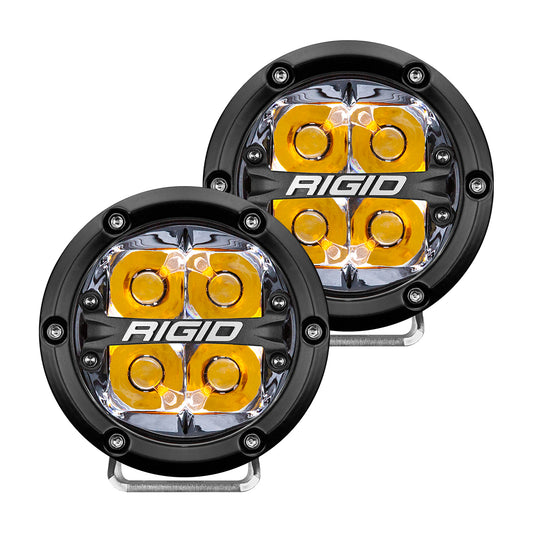 RIGID Industries 360-Series 4 Inch Round LED Off-Road Light Spot Beam Pattern for High Speeds Amber Backlight Pair 36114