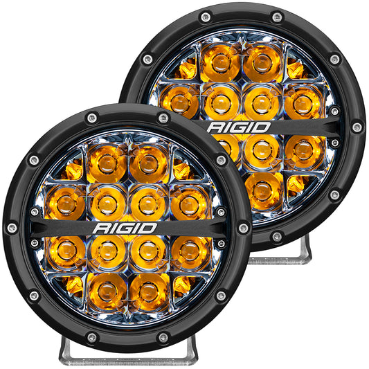 RIGID Industries 360-Series 6 Inch Round LED Off-Road Light Spot Beam Pattern for High Speeds Amber Backlight Pair 36201