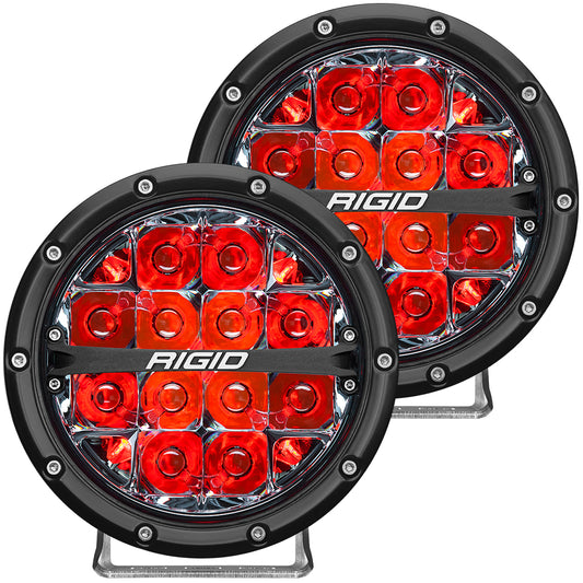 RIGID Industries 360-Series 6 Inch Round LED Off-Road Light Spot Beam Pattern for High Speeds Red Backlight Pair 36203