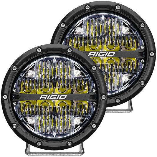 RIGID Industries 360-Series 6 Inch Round LED Off-Road Light Drive Beam Pattern for Moderate Speeds White Backlight Pair 36204