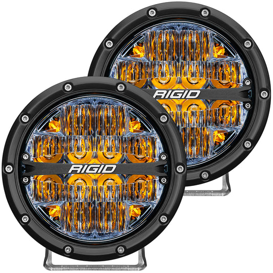 RIGID Industries 360-Series 6 Inch Round LED Off-Road Light Drive Beam Pattern for Moderate Speeds Amber Backlight Pair 36206