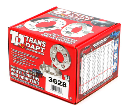 Trans-Dapt Performance Billet Wheel Spacers; 6 Lug On 5.5 In. Bolt Pattern Diameter; 14Mm X 1.5 Studs; 1 1/2 In. Thick 3628