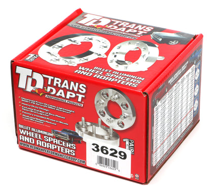 Trans-Dapt Performance Billet Wheel Spacers; 5 Lug On 114.3Mm Bolt Pattern Diameter; 1/2 In.-20 Studs; 1 1/4 In. Thick 3629