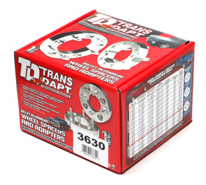 Trans-Dapt Performance Billet Wheel Spacers; 5 Lug On 127Mm Bolt Pattern Diameter; 1/2 In.-20 Studs; 1 1/4 In. Thick 3630