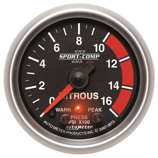 AutoMeter 2-1/16 in. NITROUS PRESSURE 0-1600 PSI SPORT-COMP II 3673