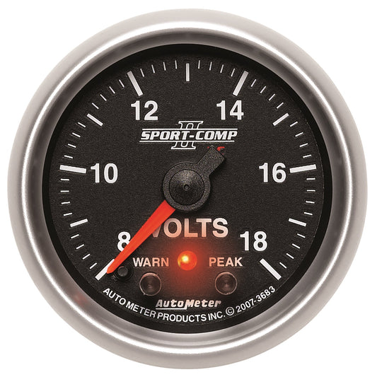 AutoMeter 2-1/16 in. VOLTMETER 8-18V SPORT-COMP II 3683