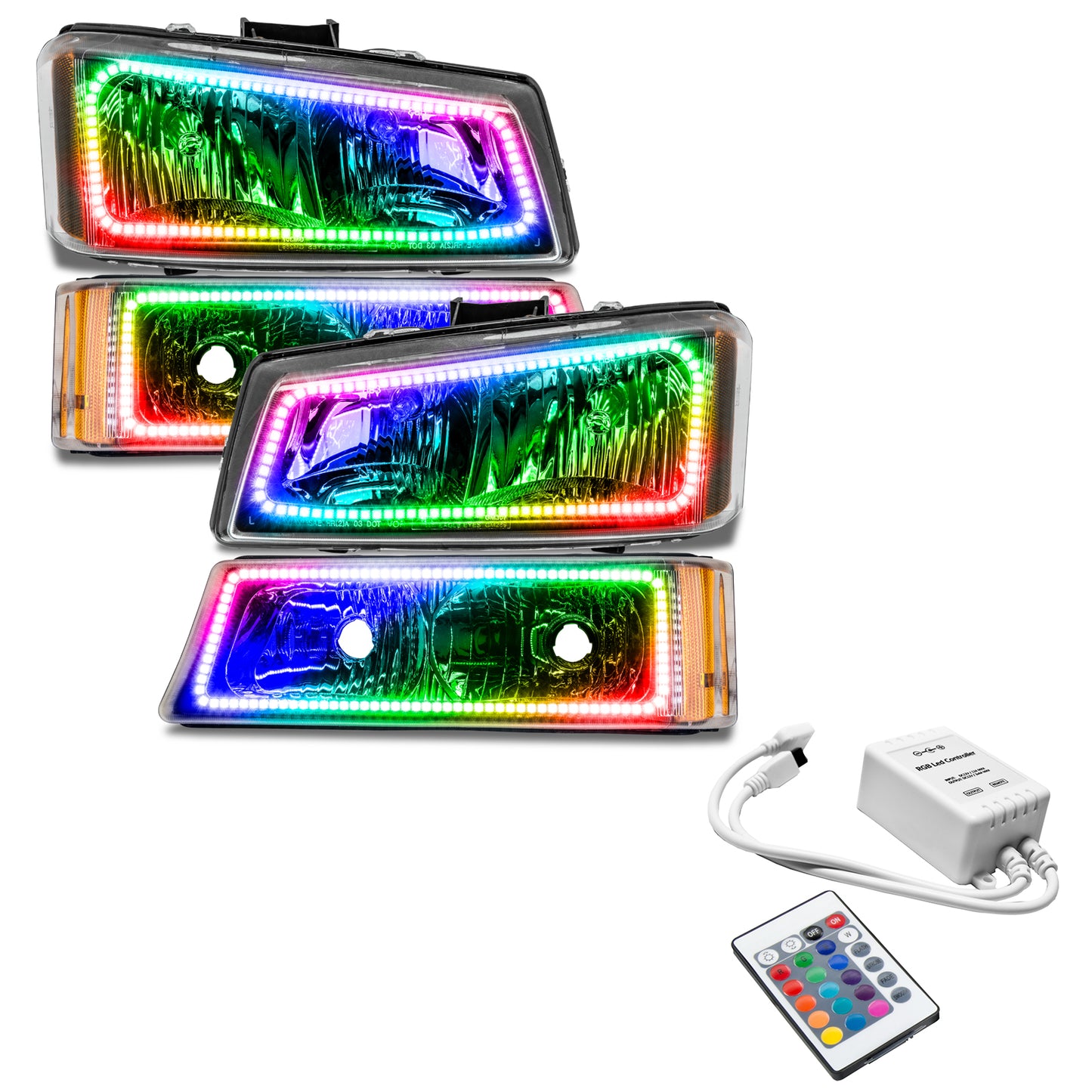 Oracle Lighting 3959-504 - Chevrolet Silverado 2003-2006 ORACLE Square ColorSHIFT Halo Kit