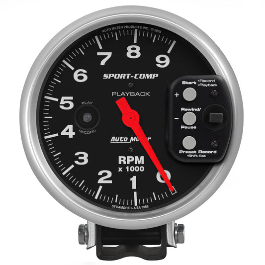 AutoMeter 5 in. PEDESTAL PLAYBACK TACHOMETER 0-9000 RPM SPORT-COMP 3966