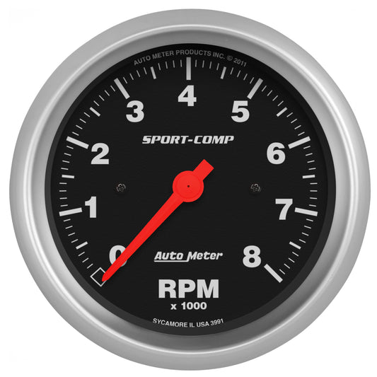 AutoMeter 3-3/8 in. IN-DASH TACHOMETER 0-8000 RPM SPORT-COMP 3991