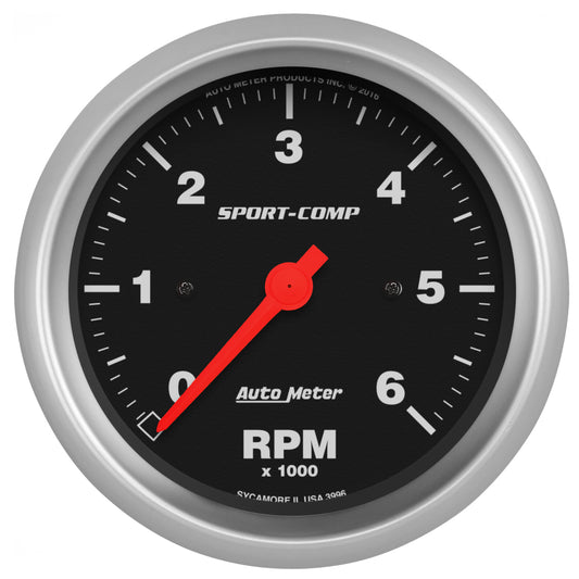 AutoMeter 3-3/8 in. IN-DASH TACHOMETER 0-6000 RPM SPORT-COMP 3996