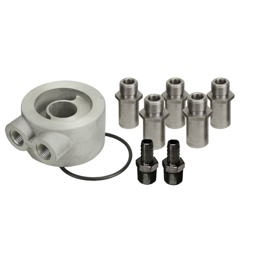 Derale Non-Thermostatic Universal Sandwich Adapter Kit with 1/2" NPT Ports 15735