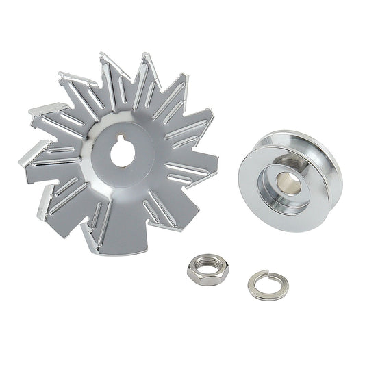 Mr Gasket Chrome Plated Alternator Fan And Pulley Kit MRGAS-6808