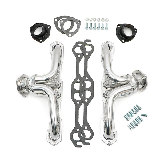 Hedman Hedders BLOCK HUGGER HEADERS (SUPER SHORTY); CHEVY SB 283-400; 1-1/2 IN. TUBES; HTC CERAMIC COATED 68396