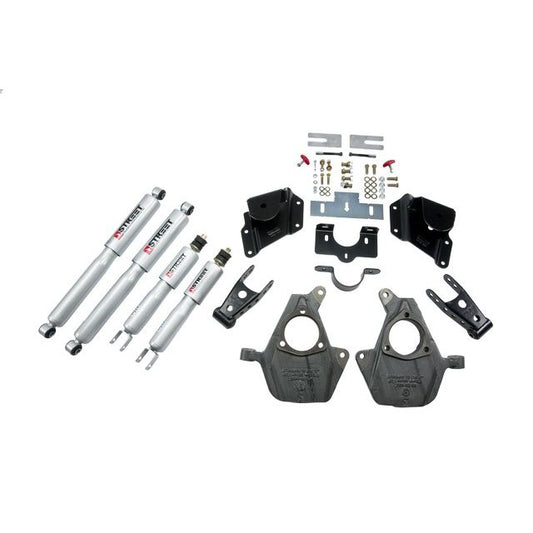 BELLTECH 947SP LOWERING KITS Front And Rear Complete Kit W/ Street Performance Shocks 2005-2006 Chevrolet Silverado/Sierra (Ext Cab w/ Factory Front Torsion Bar) 2 in. F/3 in. R drop W/ Street Performance Shocks