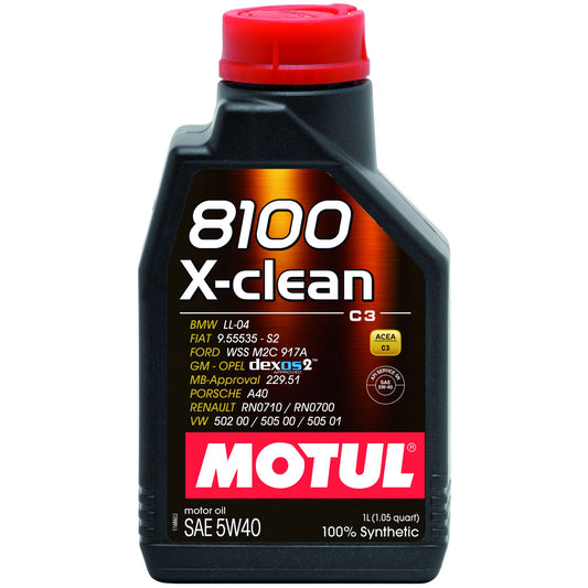 Motul 8100 X-CLEAN 5W40 - 1L - Synthetic Engine Oil 102786