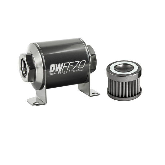 Deatschwerks In-line fuel filter element and housing kit, stainless steel 40 micron, -10AN, 70mm. Universal DEW-8-03-070-040K