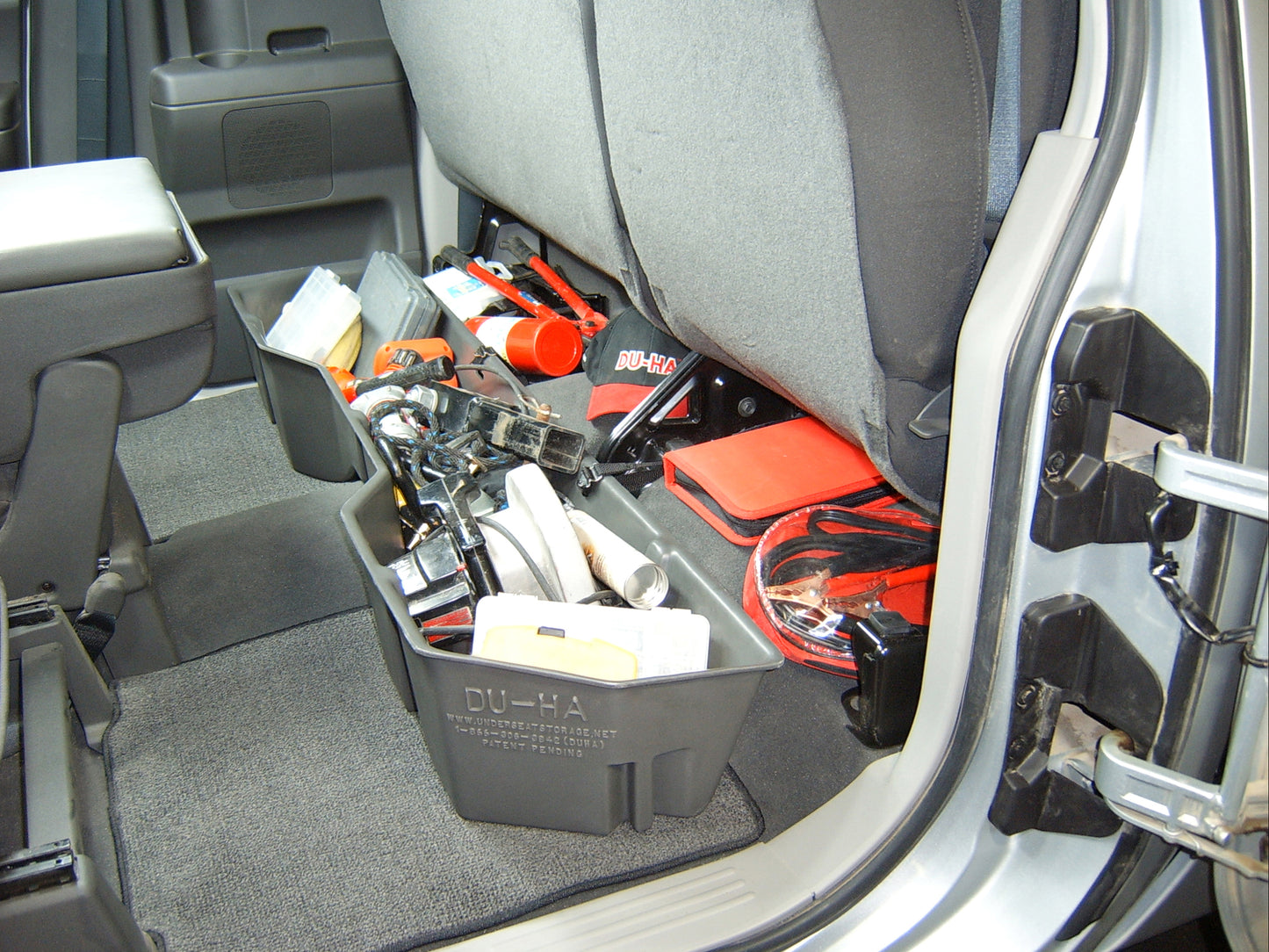 DU-HA 40011 Nissan Underseat Storage Console Organizer And Gun Case - Dark Gray