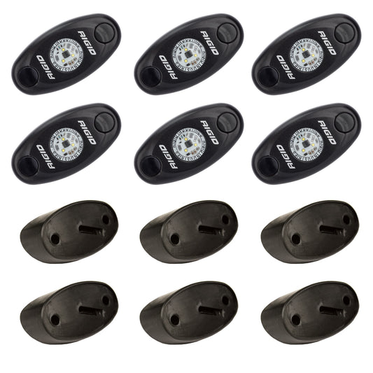RIGID Industries A-Series LED Universal Rock Light Kit High Power Cool White Set Of 6 400253