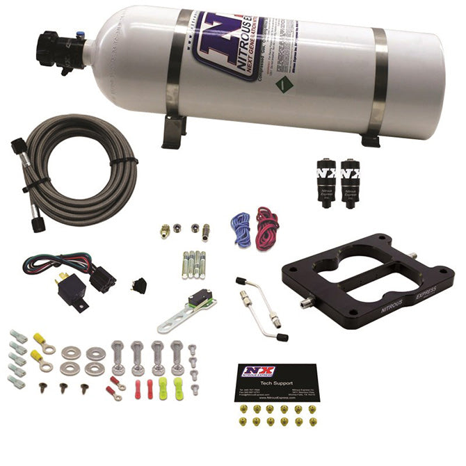 Nitrous Express Q-JET/HOLLEY SPREAD BORE HITMAN PLUS (50-00-150-200HP) WITH 15LB BOTTLE NX-40081-15