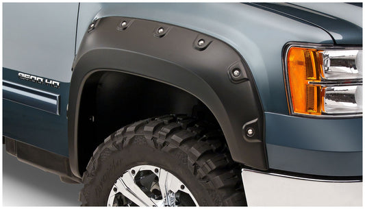 Bushwacker 40109-02 Black Boss Pocket/Rivet Style Smooth Finish Front Fender Flares For 2011-2014 Sierra 2500 HD/3500 HD