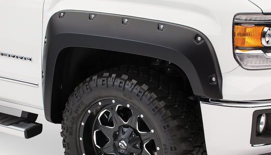 Bushwacker 40121-02 Black Pocket/Rivet Style Smooth Finish Front Fender Flares For 2014-2018 GMC Sierra 1500