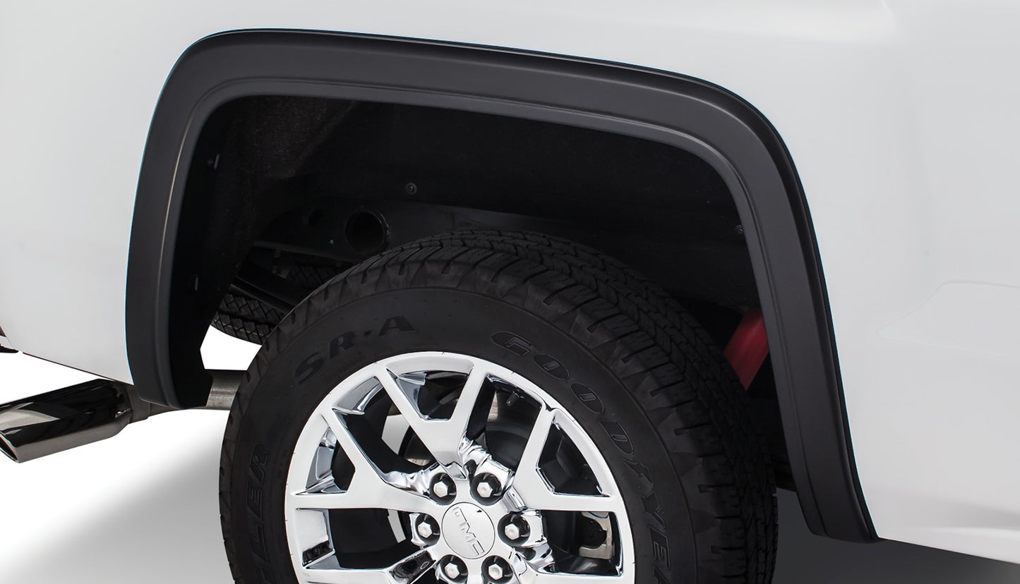 Bushwacker 40084-02 Black OE-Style Smooth Finish Rear Fender Flares For 2007-2013 GMC Sierra 1500; Fits 69.3 In. Bed