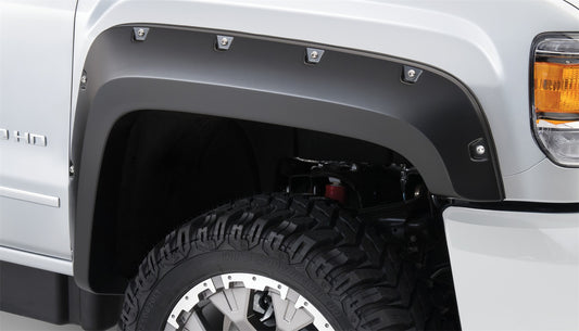 Bushwacker 40133-02 Black Pocket/Rivet Style Smooth Finish Front Fender Flares For 2015-2019 GMC Sierra 2500 HD/3500 HD